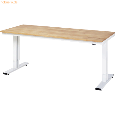 4040376455031 - Arbeitstisch elektrisch höhenverstellbar - Tragkraft 300 kg Höhe 720 - 1120 mm Buchenplatte massiv BxT 2000 x 800 mm