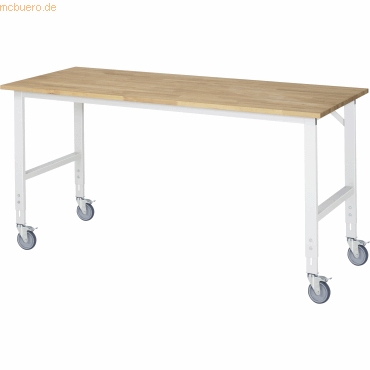 4040376496003 - Fahrbarer Arbeitstisch Gestell 60 x 30 mm Platten-BxT 2000 x 800 mm Buche-Massivholzplatte 4040376496003 - Fahrbarer Arbeitstisch Gestell 60 x 30 mm Platten-BxT 2000 x 800 mm Buche-Massivholzplatte