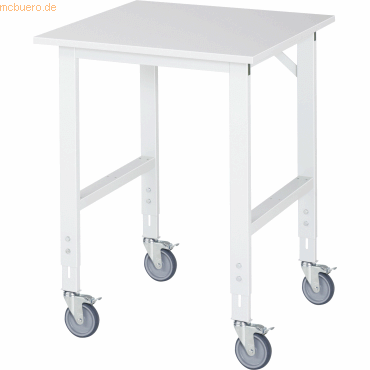 4040376496065 - Fahrbarer Arbeitstisch Gestell 60 x 30 mm Platten-BxT 750 x 800 mm Melaminplatte RAU