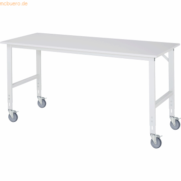 4040376496102 - Fahrbarer Arbeitstisch Gestell 60 x 30 mm Platten-BxT 2000 x 800 mm Melaminplatte RAU
