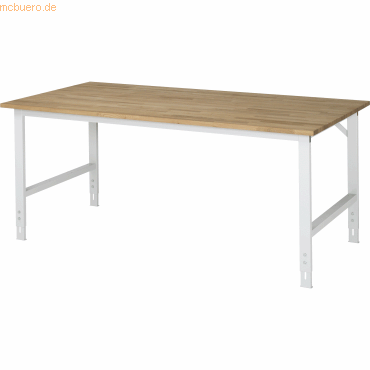 4040376813442 - Arbeitstisch höhenverstellbar Höhe 760 - 1080 mm Buchenplatte massiv BxT 2000 x 1000 mm lichtgrau