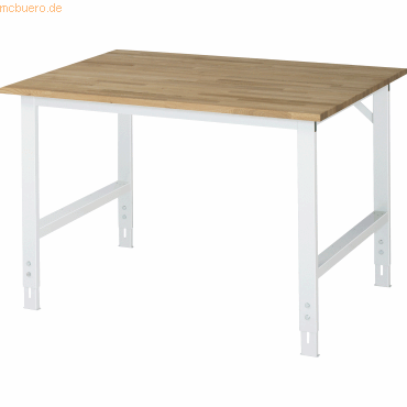 4040376858283 - Arbeitstisch höhenverstellbar Gestell 60 x 30 mm Buchenplatte massiv BxT 1250 x 1000 mm lichtgrau RAU 4040376858283 - Arbeitstisch höhenverstellbar Gestell 60 x 30 mm Buchenplatte massiv BxT 1250 x 1000 mm lichtgrau RAU