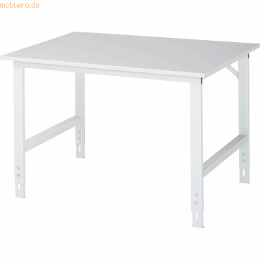 4040376861818 - Arbeitstisch höhenverstellbar Höhe 760 - 1080 mm Spanplatte melaminharzbeschichtet BxT 1250 x 1000 mm lichtgrau 4040376861818 - Arbeitstisch höhenverstellbar Höhe 760 - 1080 mm Spanplatte melaminharzbeschichtet BxT 1250 x 1000 mm lichtgrau