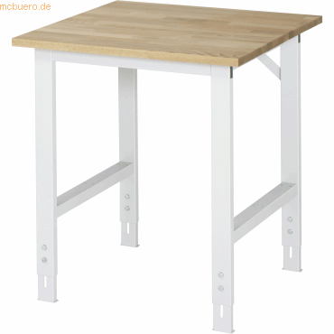 4040376888273 - Arbeitstisch höhenverstellbar Höhe 760 - 1080 mm Buchenplatte massiv BxT 750 x 800 mm lichtgrau