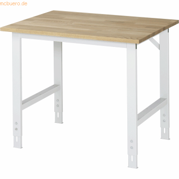 4040376888280 - Arbeitstisch höhenverstellbar Gestell 60 x 30 mm Buchenplatte massiv BxT 1000 x 800 mm lichtgrau RAU