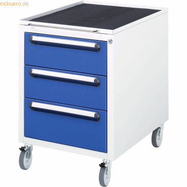 4040376897749 - - Rollschrank BxTxH 490x600x690 mm Schubladen 2x150 1x180 mm Gehäuse ral 7035 5010 4040376897749 - - Rollschrank BxTxH 490x600x690 mm Schubladen 2x150 1x180 mm Gehäuse ral 7035 5010