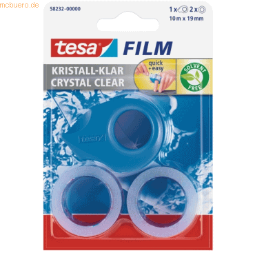 9 x Tesa Klebefilm tesafilm 10mx19mm kristall-klar VE=2 Stück + Abroll