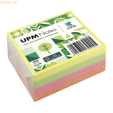 4044355794005 - Haftnotizen 5654-39PG brillant 75x75mm gelb grün pink orange quadratisch 4044355794005 400 Blatt