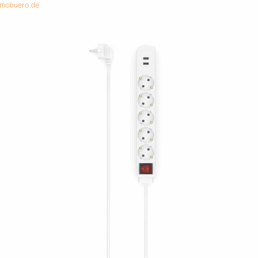 4047443481269 - hama USB 34A 5-fach Steckdosenleiste mit Schalter 14 m weiß mit USB-Buchse 4047443481269 - hama USB 34A 5-fach Steckdosenleiste mit Schalter 14 m weiß mit USB-Buchse