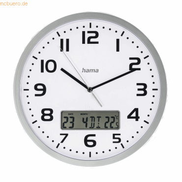 4047443517685 - Hama DCF-Funkwanduhr Moorea 30cm 185878 digitDatums- Temperaturanzeigesilber 4047443517685 - Hama DCF-Funkwanduhr Moorea 30cm 185878 digitDatums- Temperaturanzeigesilber