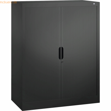 4050646045312 - Rollladenschrank mit Horizontal-Jalousie HxBxT 1230 x 1000 x 420 mm 2 Fachböden 3 Ordnerhöhen schwarzgrau C+P 4050646045312 - Rollladenschrank mit Horizontal-Jalousie HxBxT 1230 x 1000 x 420 mm 2 Fachböden 3 Ordnerhöhen schwarzgrau C+P