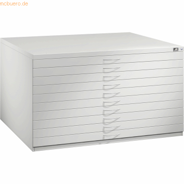 4050646132739 - Zeichnungsschrank din A0 BxTxH 1350x960x760 mm 10 Schubladen ral 7035 lichtgrau