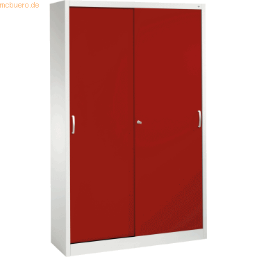 4050646170335 - CP Schiebetürenschrank C 2000 Acurado 2040-00 S10169 lichtgrau rubinrot 4 Fachböden 1200 x 400 x 1950 cm
