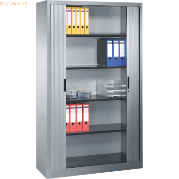 4050646269800 - Rollladenschrank mit Horizontal-Jalousie HxBxT 1980 x 1200 x 420 mm 4 Fachböden 5 Ordnerhöhen weißaluminium 4050646269800 - Rollladenschrank mit Horizontal-Jalousie HxBxT 1980 x 1200 x 420 mm 4 Fachböden 5 Ordnerhöhen weißaluminium