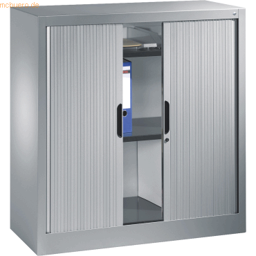 4050646299180 - Rollladenschrank mit Horizontal-Jalousie HxBxT 1030 x 1000 x 420 mm 2 Fachböden 25 Ordnerhöhen weißaluminium C+P