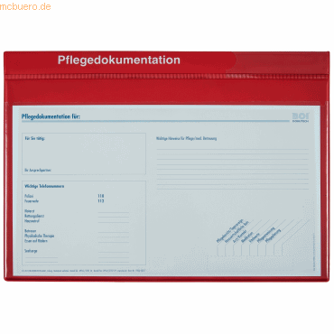 4052301035133 - BOI Pflegedokumentenmappen System Line 8 Klarsichttaschen 4 Registerblätter PVC 19 mm Füllhöhe rot