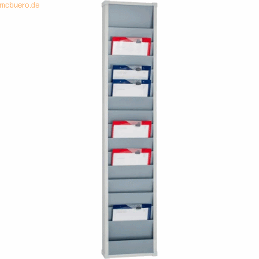 4052301036673 - Werkstattplaner Eichner 1-bahnig 15 Schienen für bis zu 15 Auftragstaschen des Formates A4 B 315 x H 1757 mm Kunststoff grau