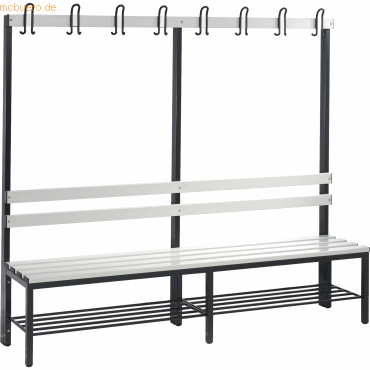 4053597117961 - Garderobenbank BASIC einseitig Hakenleiste Schuhrost Kunststoff Länge 1960 mm lichtgrau 4053597117961 - Garderobenbank BASIC einseitig Hakenleiste Schuhrost Kunststoff Länge 1960 mm lichtgrau