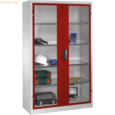 4053597250231 - CP Stahlschrank 8931-055 1060-80 lichtgrau rubinrot Acrylglas 1200 x 500 x 1950 cm aufgebaut 4053597250231 - CP Stahlschrank 8931-055 1060-80 lichtgrau rubinrot Acrylglas 1200 x 500 x 1950 cm aufgebaut