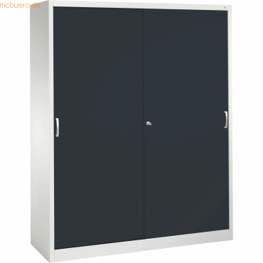 4053597279287 - C+P Schiebetürenschrank Acurado H1950xB1600xT500mm Korpus Lichtgrau Fronten Schwarzgrau Anzahl Fächer 8