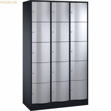 4053597433795 - Schließfachschrank Resisto 8570-372 Metall 3 Abteile mit 15 Fächern abschließbar 115x195cm (BxH) silber