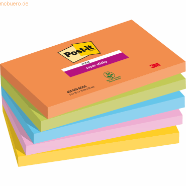 Post-it Haftnotiz Super Sticky Notes Boost Collection 127x76mm 90 Blat