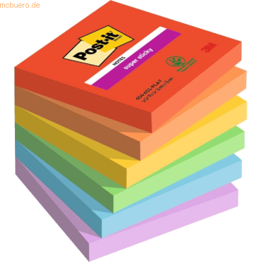 Post-it Haftnotiz Super Sticky Notes Playful Collection 76x76mm 90 Bla