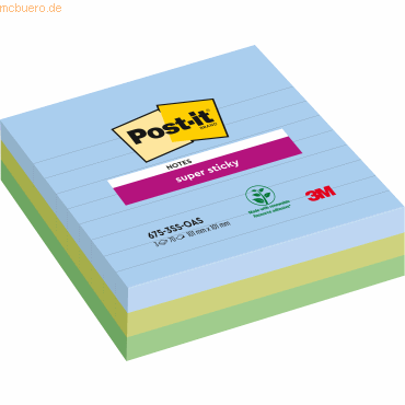 Post-it Haftnotiz Super Sticky Notes Oasis Collection 101x101mm linier