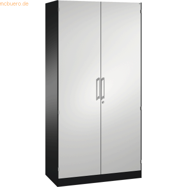 4055404527079 - Flügeltürenschrank ASISTO Höhe 1980 mm Breite 1000 mm 4 Fachböden schwarzgrau lichtgrau C+P