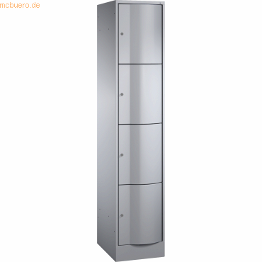 4056211206522 - C+P Schließfachschrank Resisto H1950xB396xT540 Korpus Weißaluminium Türen Weißaluminium 1 Abteil 4 Fächer 4056211206522 - C+P Schließfachschrank Resisto H1950xB396xT540 Korpus Weißaluminium Türen Weißaluminium 1 Abteil 4 Fächer