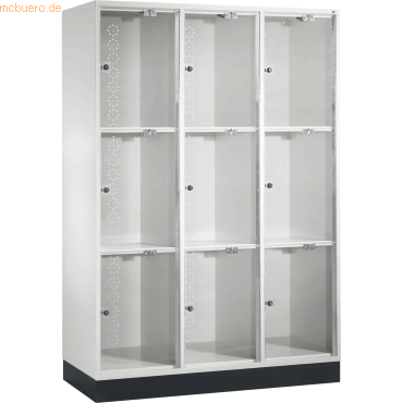 4056443113841 - INTRO Stahl-Schließfachschrank mit Acrylglastür HxBxT 1750 x 1220 x 500 mm Fachhöhe 510 mm 9 Fächer Korpus lichtgrau 4056443113841 - INTRO Stahl-Schließfachschrank mit Acrylglastür HxBxT 1750 x 1220 x 500 mm Fachhöhe 510 mm 9 Fächer Korpus lichtgrau