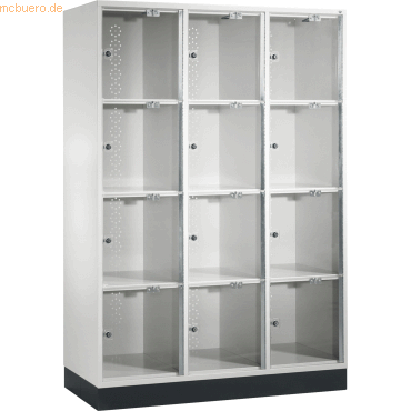 4056443114633 - INTRO Stahl-Schließfachschrank mit Acrylglastür HxBxT 1750 x 1220 x 500 mm Fachhöhe 380 mm 12 Fächer Korpus lichtgrau 4056443114633 - INTRO Stahl-Schließfachschrank mit Acrylglastür HxBxT 1750 x 1220 x 500 mm Fachhöhe 380 mm 12 Fächer Korpus lichtgrau