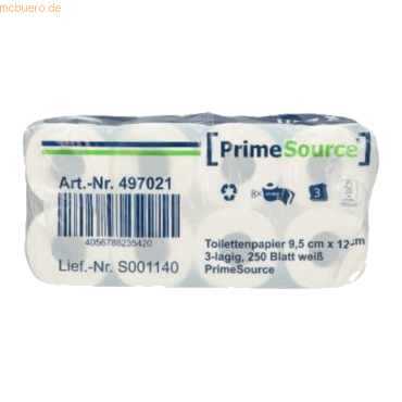 4056788235420 - Toilettenpapier 497021 3-lagig weiß 250 Blatt Rolle 4056788235420 8 Stück 4056788235420 - Toilettenpapier 497021 3-lagig weiß 250 Blatt Rolle 4056788235420 8 Stück