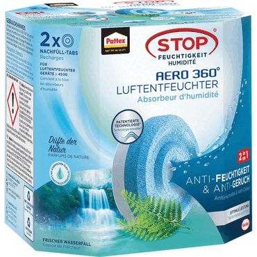 4057278008074 - Aero 360° Luftentfeuchter Frischer Wasserfall Tabs Nachfüllpack 2 x 450 g - Pattex 4057278008074 - Aero 360° Luftentfeuchter Frischer Wasserfall Tabs Nachfüllpack 2 x 450 g - Pattex