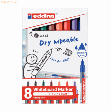 4057305058423 - Boardmarker-Set 361 4-361-8-S2999 Etui 8-farbig sortiert 1mm Rundspitze 4057305058423 8 Stück 4057305058423 - Boardmarker-Set 361 4-361-8-S2999 Etui 8-farbig sortiert 1mm Rundspitze 4057305058423 8 Stück
