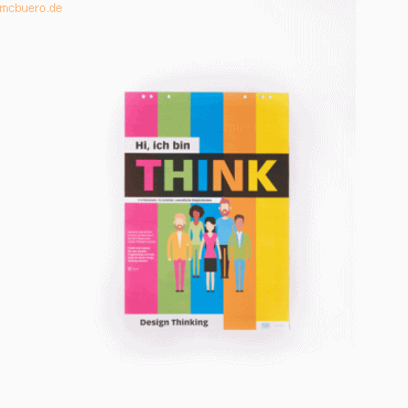 4057305058584 - Flipchartblock PLAYROOM THINK FLIP 14 vorgedruckte Blatt für Design Thinking Innovationsprozesse B 650 x H 970 mm Papier mehrfarbig 5 Stück