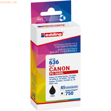 4057305068798 - edding EDD-636 schwarz Druckerpatrone kompatibel zu Canon PG-560XL 4057305068798 - edding EDD-636 schwarz Druckerpatrone kompatibel zu Canon PG-560XL
