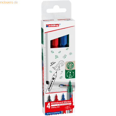 4057305072337 - Boardmarker 361 4-361-4-2 Pack 4-farbig sortiert 1mm Rundspitze 4057305072337 4 Stück 4057305072337 - Boardmarker 361 4-361-4-2 Pack 4-farbig sortiert 1mm Rundspitze 4057305072337 4 Stück