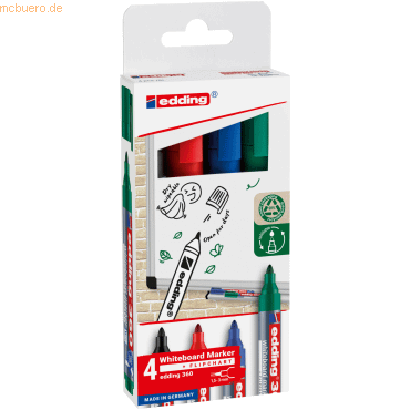 4057305072344 - Boardmarker 360 4-360-4-2 Pack 4-farbig sortiert 15-3mm Rundspitze 4057305072344 4 Stück 4057305072344 - Boardmarker 360 4-360-4-2 Pack 4-farbig sortiert 15-3mm Rundspitze 4057305072344 4 Stück