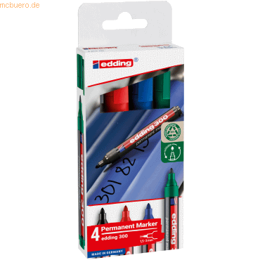 4057305072375 - Permanentmarker 300 4-300-4-2 Pack 4-farbig sortiert 15-3mm Rundspitze 4057305072375 4 Stück 4057305072375 - Permanentmarker 300 4-300-4-2 Pack 4-farbig sortiert 15-3mm Rundspitze 4057305072375 4 Stück