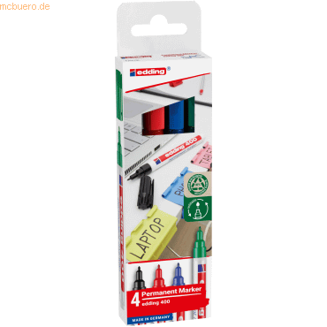 4057305072405 - Permanentmarker 400 4-400-4-2 schwarz rot blau grün 1mm Rundspitze 4057305072405 4 Stück