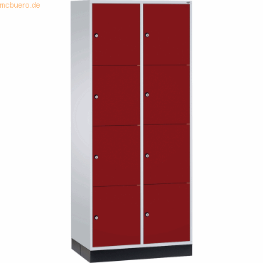 4059369411442 - INTRO Stahl-Schließfachschrank Fachhöhe 435 mm BxT 820 x 600 mm 8 Fächer Korpus lichtgrau Türen rubinrot 4059369411442 - INTRO Stahl-Schließfachschrank Fachhöhe 435 mm BxT 820 x 600 mm 8 Fächer Korpus lichtgrau Türen rubinrot