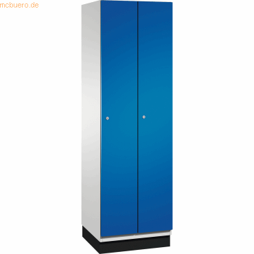 4059369432652 - CAMBIO Garderobenschrank mit Stahlblech-Türen 2 Abteile Breite 600 mm Korpus lichtgrau Tür enzianblau 4059369432652 - CAMBIO Garderobenschrank mit Stahlblech-Türen 2 Abteile Breite 600 mm Korpus lichtgrau Tür enzianblau