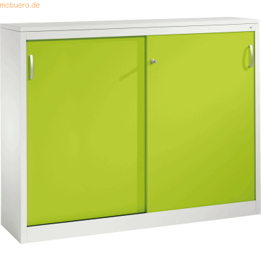 4059369441432 - C+P Sideboard mit Schiebetüren Acurado H1200xB1600xT400mm Korpus Lichtgrau Fronten Viridingrün Anzahl Fächer 4