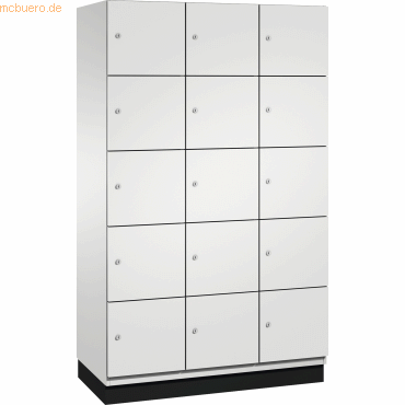 4059369443221 - CAMBIO Schließfachschrank mit Stahlblech-Türen 15 Fächer Breite 1200 mm Korpus lichtgrau   Tür lichtgrau