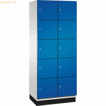4059369443375 - CAMBIO Schließfachschrank mit Stahlblech-Türen 10 Fächer Breite 800 mm Korpus lichtgrau Tür enzianblau 4059369443375 - CAMBIO Schließfachschrank mit Stahlblech-Türen 10 Fächer Breite 800 mm Korpus lichtgrau Tür enzianblau