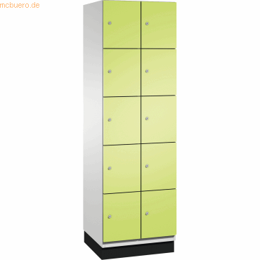 4059369444334 - CAMBIO Schließfachschrank mit Stahlblech-Türen 10 Fächer Breite 600 mm Korpus lichtgrau   Tür viridingrün