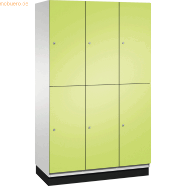 4059369446864 - CAMBIO Fächerschrank mit Garderobenstange 6 Fächer Korpus lichtgrau Tür viridingrün Breite 1200 mm 4059369446864 - CAMBIO Fächerschrank mit Garderobenstange 6 Fächer Korpus lichtgrau Tür viridingrün Breite 1200 mm
