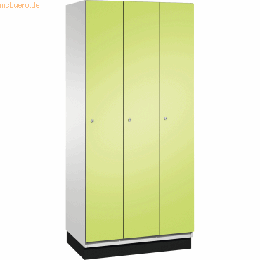 4059369447212 - CAMBIO Garderobenschrank mit Stahlblech-Türen 3 Abteile Breite 900 mm Korpus lichtgrau Tür viridingrün 4059369447212 - CAMBIO Garderobenschrank mit Stahlblech-Türen 3 Abteile Breite 900 mm Korpus lichtgrau Tür viridingrün