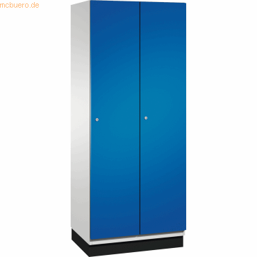 4059369447373 - CAMBIO Garderobenschrank mit Stahlblech-Türen 2 Abteile Breite 800 mm Korpus lichtgrau Tür enzianblau 4059369447373 - CAMBIO Garderobenschrank mit Stahlblech-Türen 2 Abteile Breite 800 mm Korpus lichtgrau Tür enzianblau